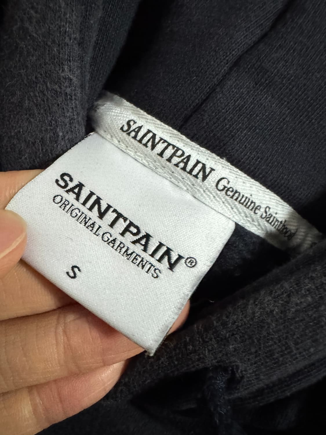 세인트페인 SP 팀 로고 오버핏 기모 후드티 XL 네이비 상품이미지3