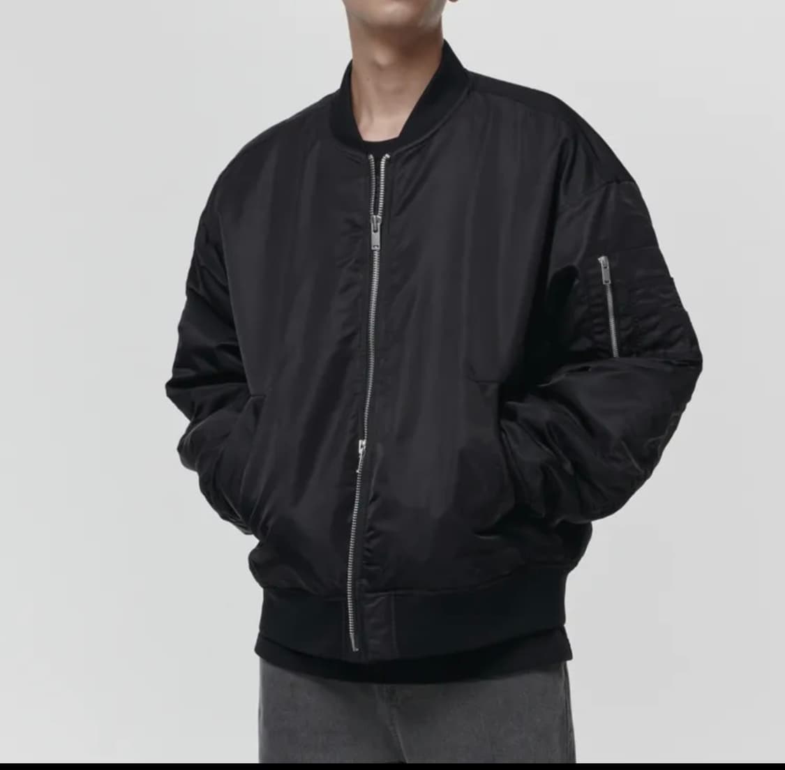 [M]무신사스탠다드 오버핏 봄버 항공점퍼/블랙 상품이미지2