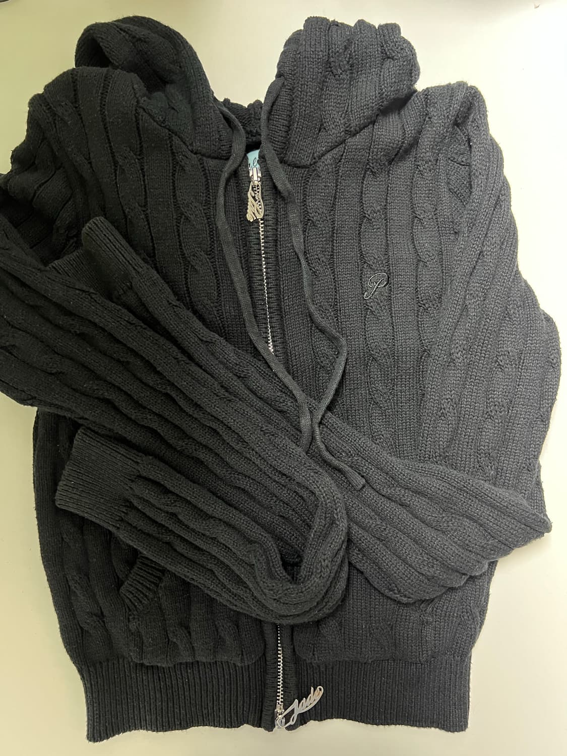 페일제이드 니트 후드집업 PJ cotton knit zip-up 블랙 상품이미지7
