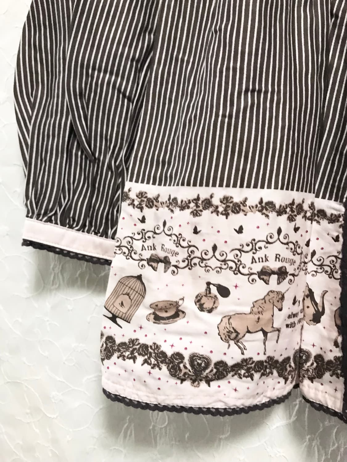 빈티지 ankrouge 앙크루즈 라떼갸루 딸기초코 스트라이프 원피스 상품이미지4