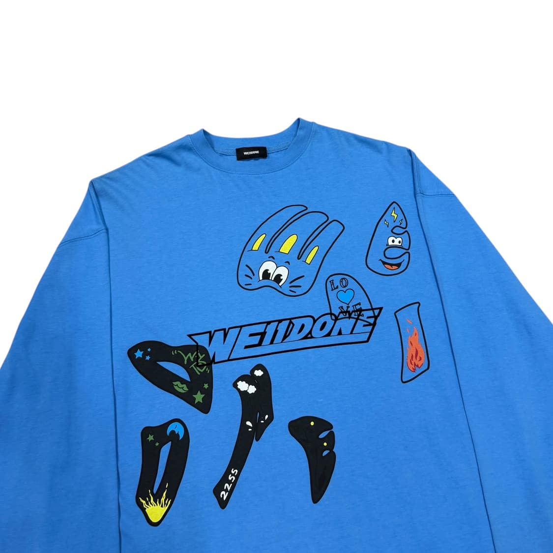 WE11DONE 웰던 블루 프린팅 롱슬리브 긴팔티 블루 상품이미지2
