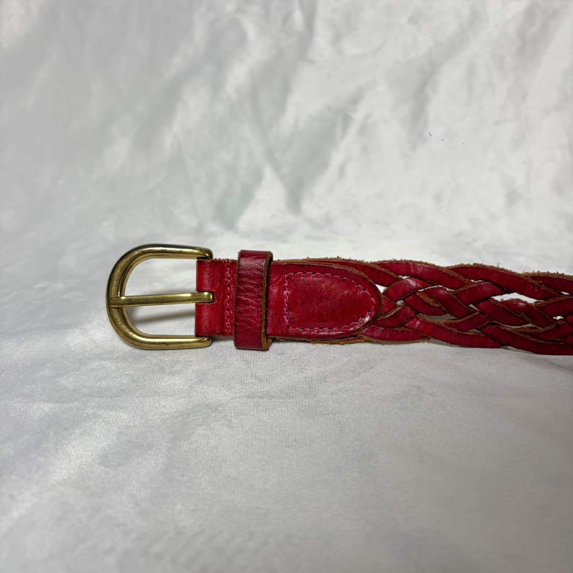 레드 브레이디드 레더 벨트 상품이미지3