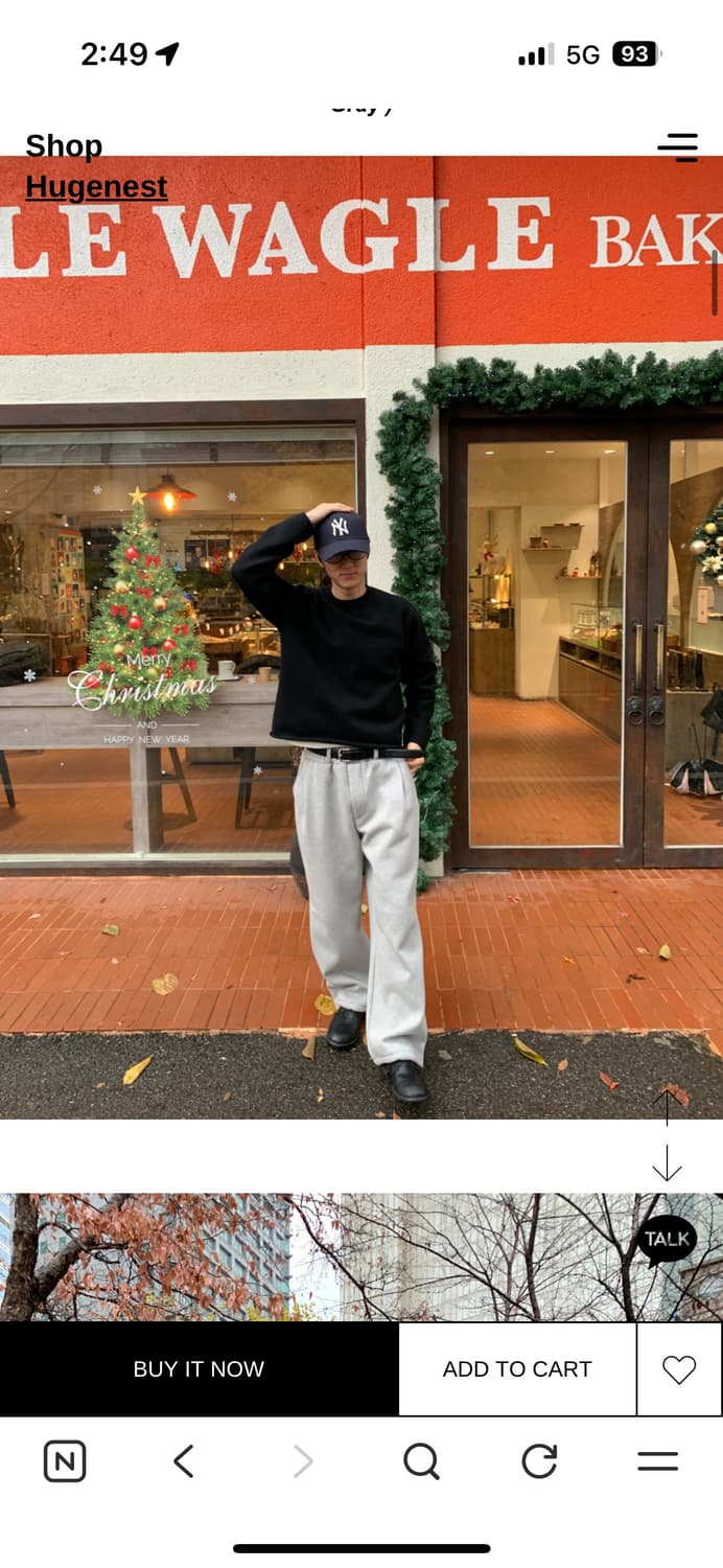 새거)) 휴즈네스트 정가6.5 기모  프론트턱 스웻팬츠 그레이 상품이미지9