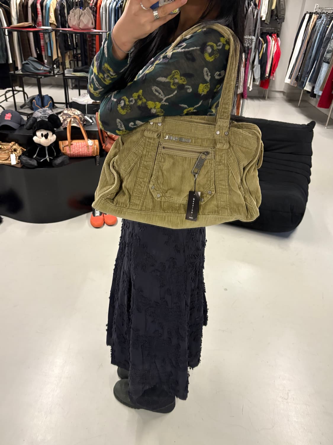 DIESEL corduroy tote bag yellow  상품이미지1