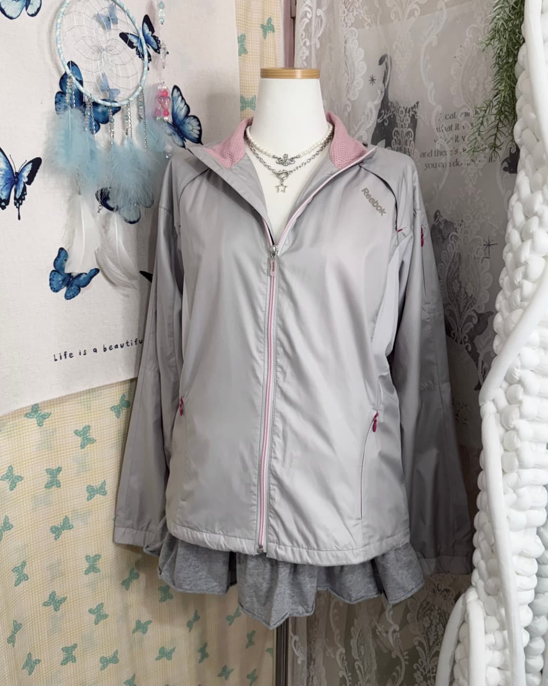 리복 연그레이 & 핑크 바람막이 상품이미지5