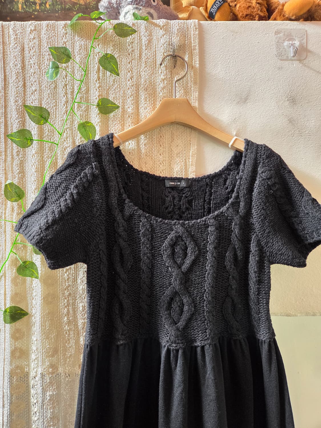 블랙 니트 반팔 원피스 상품이미지2