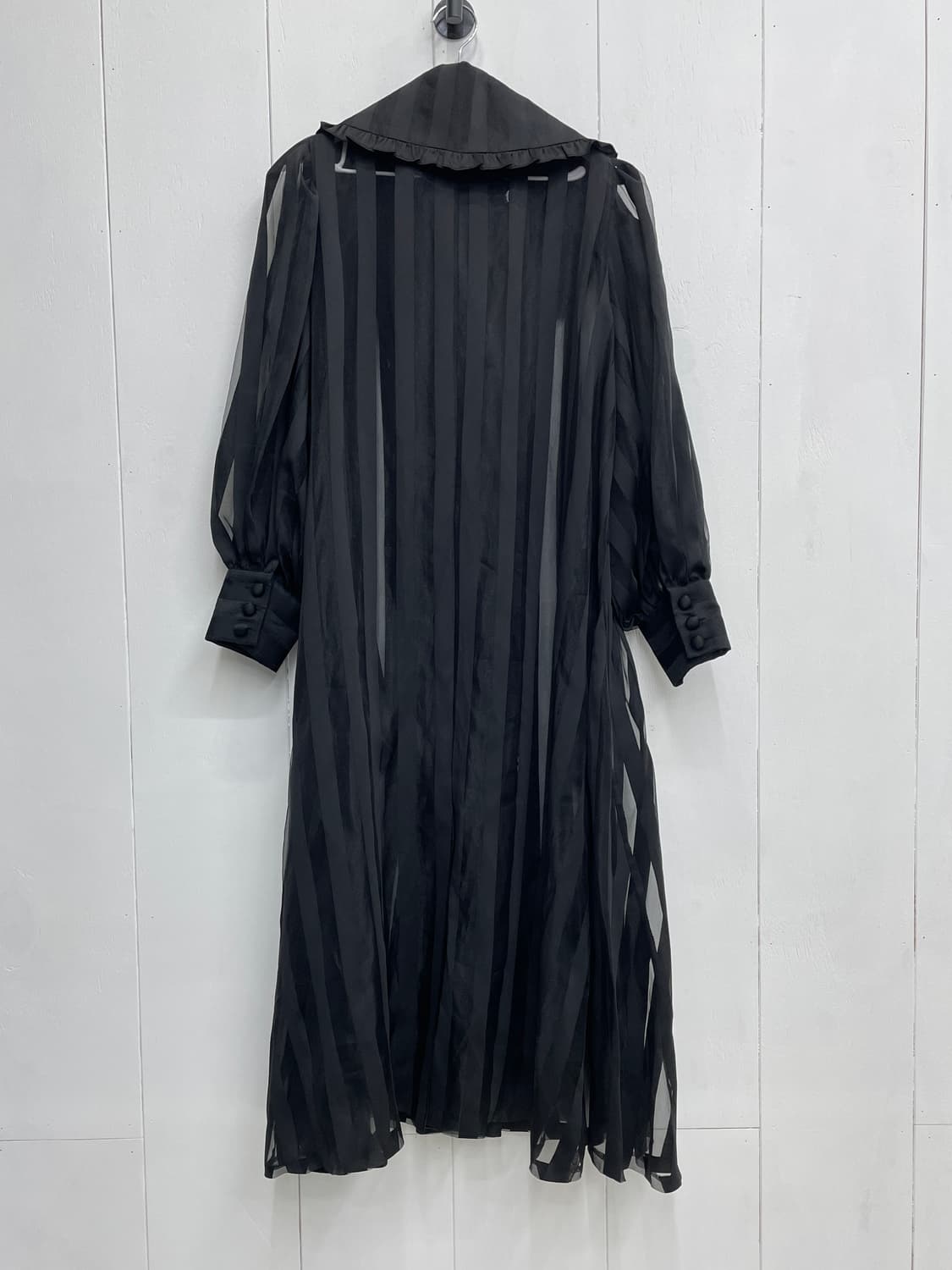 VanNzilL 블랙 시스루 프릴 카라 롱 원피스 F 상품이미지6