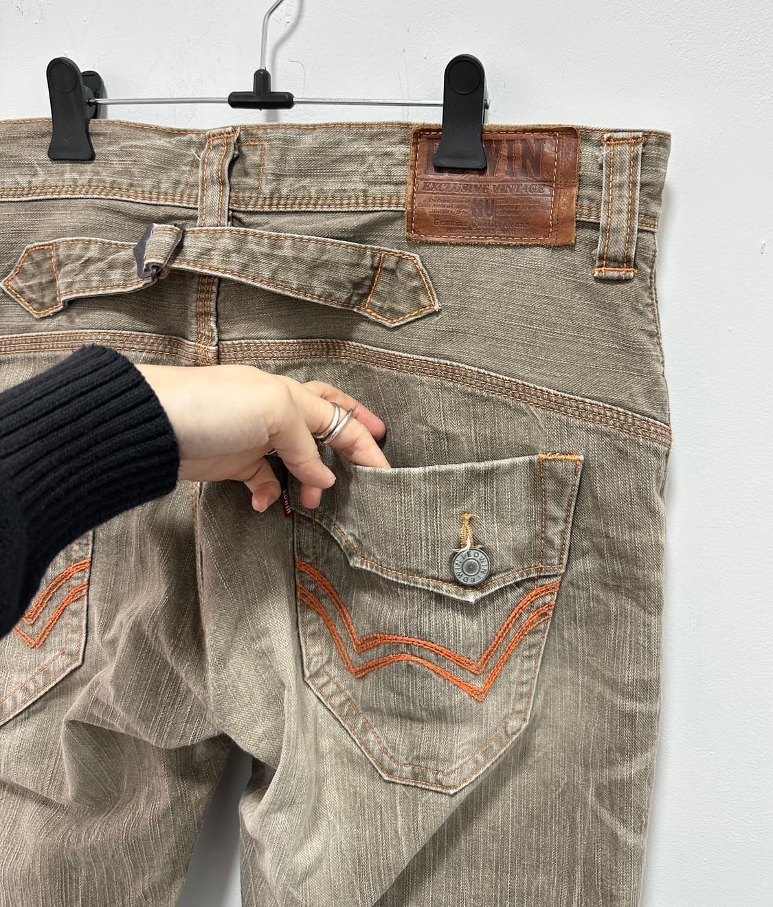 EDWIN flare back strap denim pants 상품이미지8