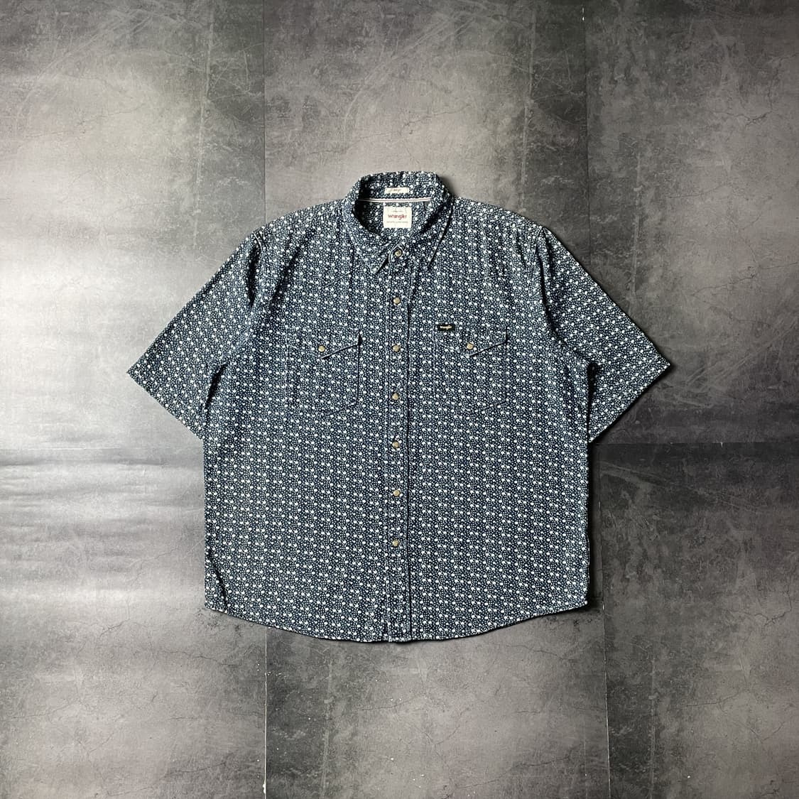 WRANGLER 랭글러 빈티지 네이비 도트 웨스턴 반팔 셔츠 A00776 상품이미지1