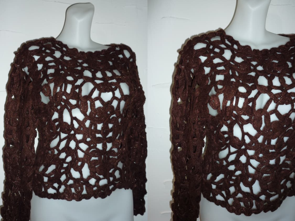 Wine crochet mesh knit 상품이미지6