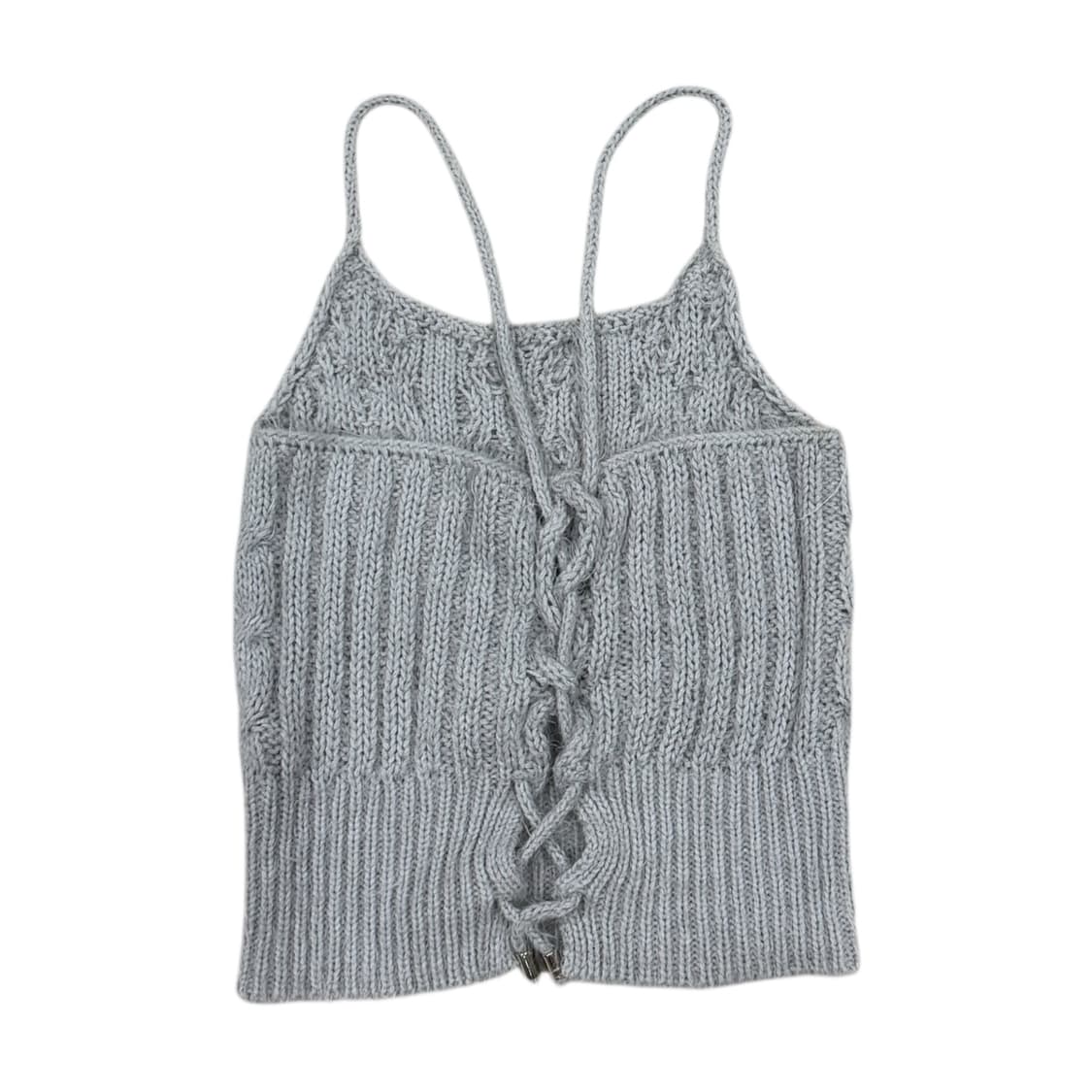 소프트서울 백 스트링 니트 탑 라이트 그레이 상품이미지3