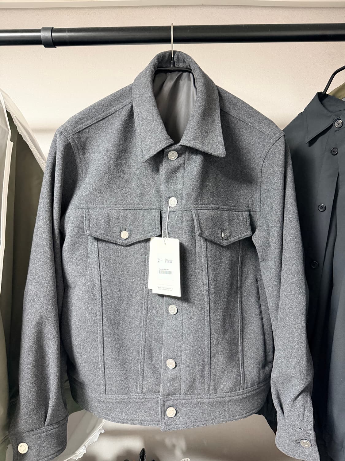 [95] TNGT 울 블렌디드 트러커 자켓 멜란지 그레이 상품이미지3