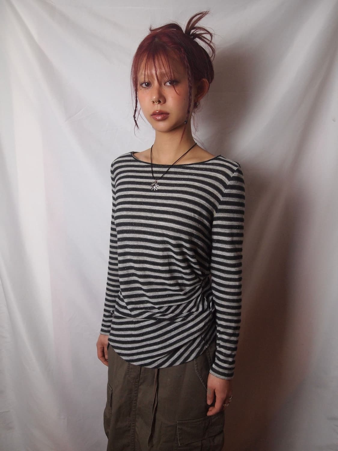 아르마니 꼴레지오니 스트라이프 셔링 슬리브 상품이미지1