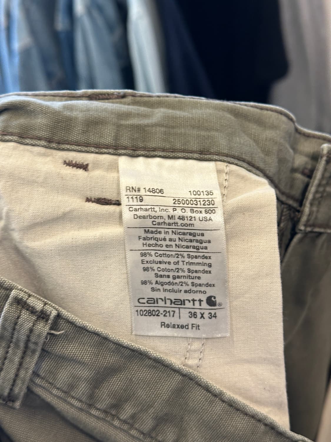 칼하트 릴렉스핏 더블니 워크팬츠 36x34 상품이미지4