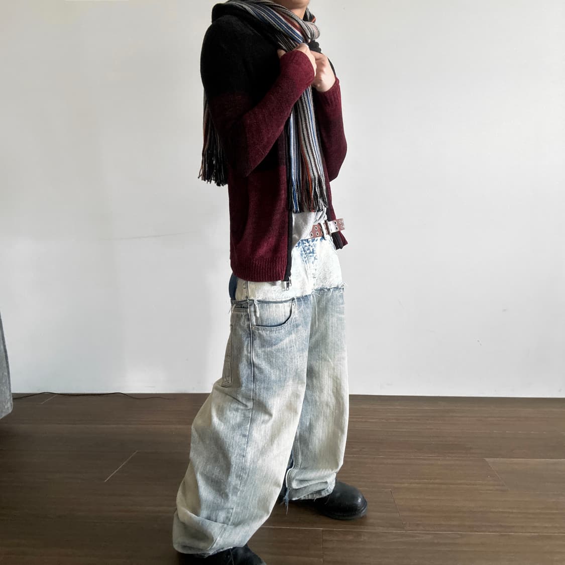 Schlussel Ombre Gradient Knit Hoodie Zip 상품이미지3