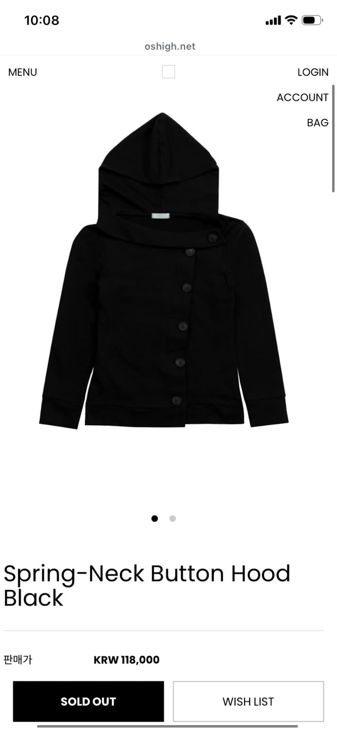 오스하이 Spring-Neck Button Hood Black 상품이미지1