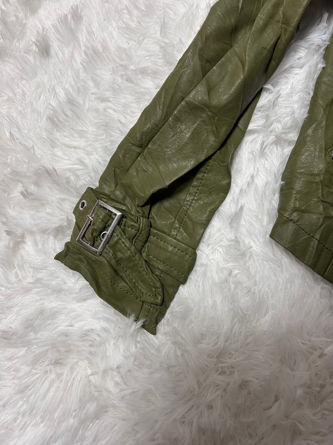 crumpled zipper detailed rider jacket 상품이미지3