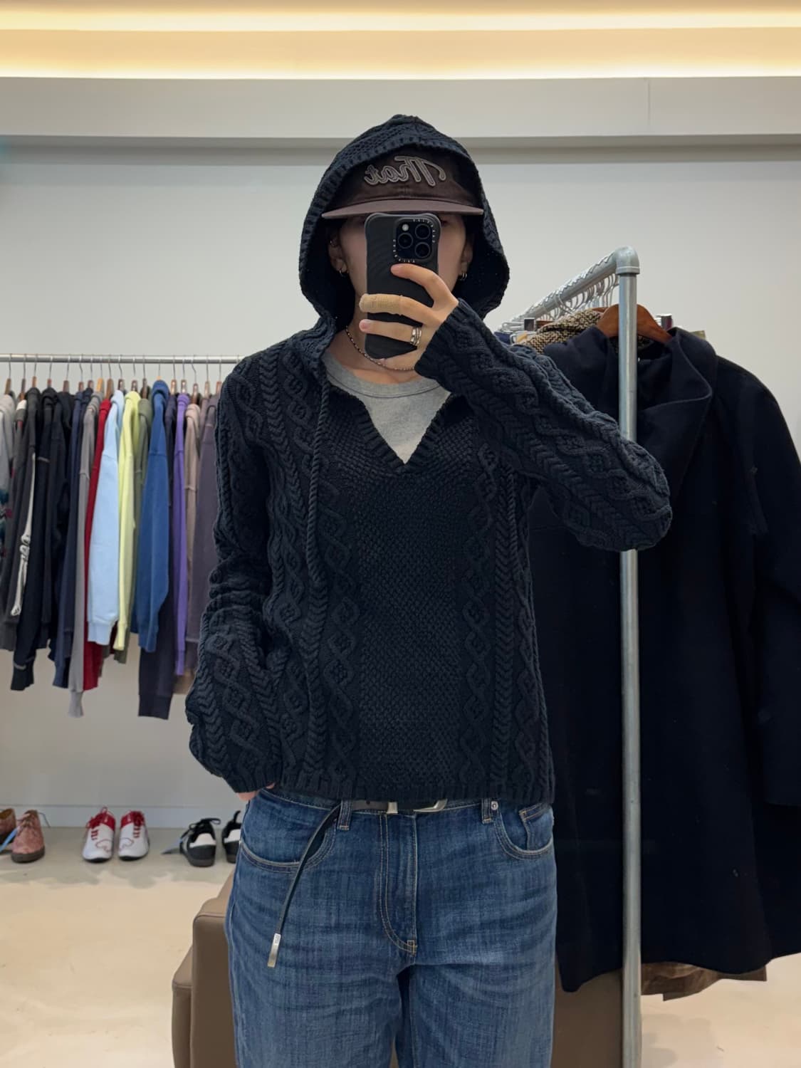 폴로 랄프로렌 진스 브이넥 케이블 니트 후드 상품이미지8