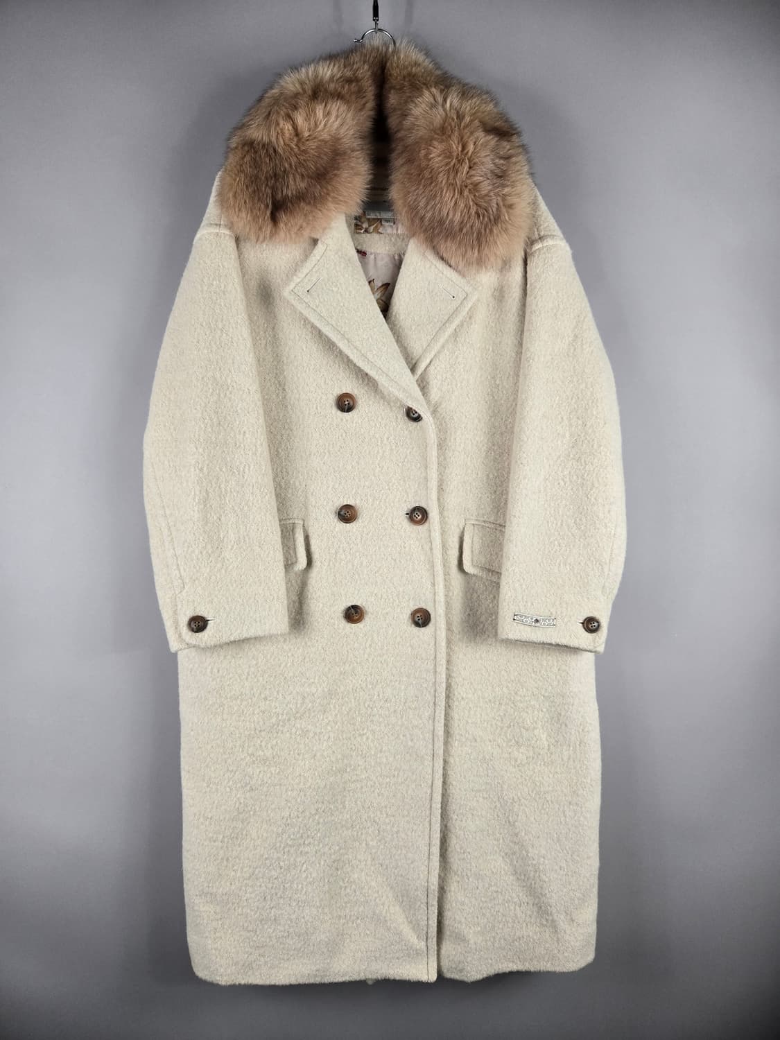 [무료배송]써스데이아일랜드 S 여성 오버핏 폭스퍼 울 혼방 롱 코트 상품이미지1