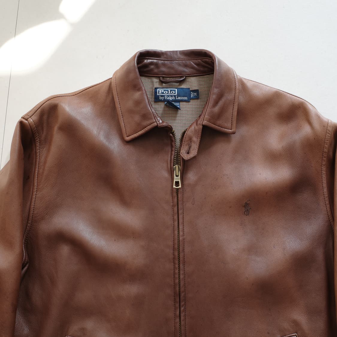 90s 폴로 레더 블루종 바라쿠타 베이포트 가죽 자켓 상품이미지2