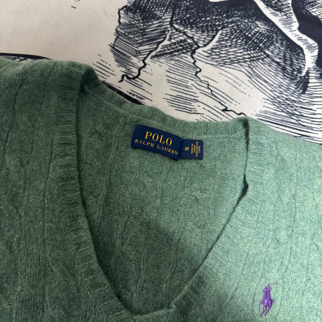 폴로 캐시미어 반팔 케이블니트 M사이즈 상품이미지3