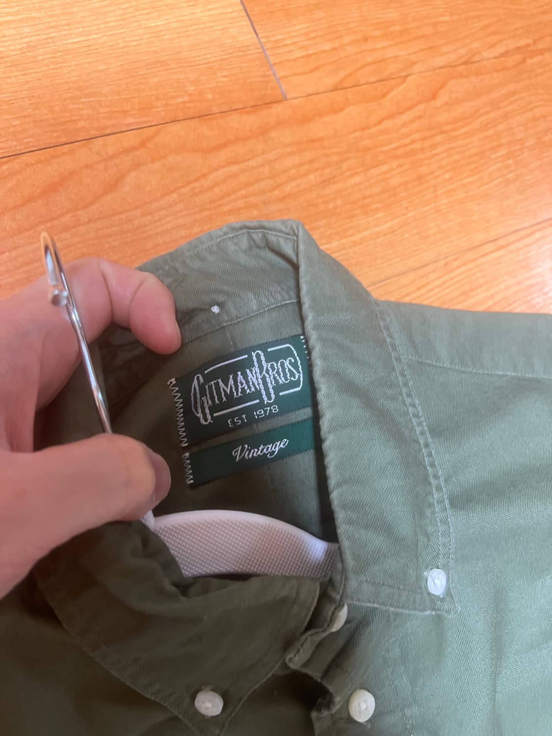 짓먼 깃먼 빈티지 올리브 옥스포드 버튼다운 셔츠 상품이미지3