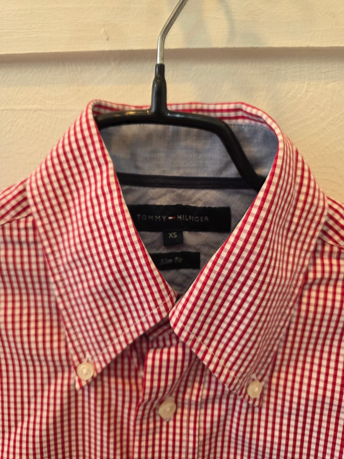 타미힐피거 레드 깅엄체크 셔츠 XS 슬림핏 상품이미지1