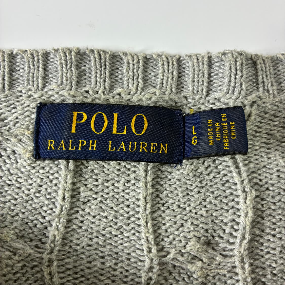 Polo  폴로 랄프로렌 자수 코튼 그레이 꽈배기 니트 상품이미지4