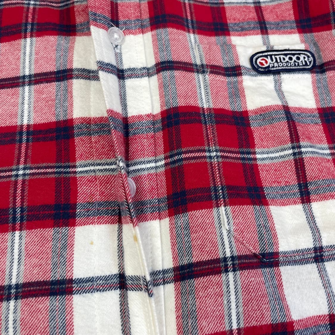OUTDOOR 레드네이비 플란넬 체크 원포켓 긴팔 셔츠 M 상품이미지5