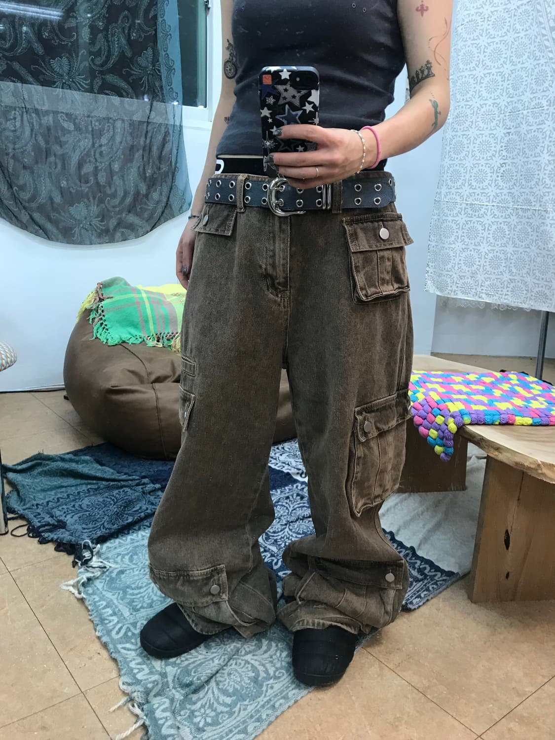 브라운 피그먼트 카고팬츠 상품이미지1