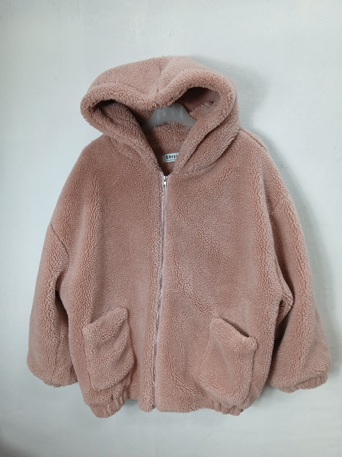 빅사이즈 Shiyi 뽀글이 후드집업 핑크 115-120 3XL 새제품 상품이미지2