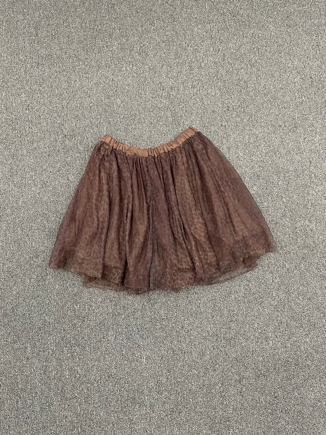 M)Japanese vintage 브라운 레오파드 캉캉 미니스커트 상품이미지1