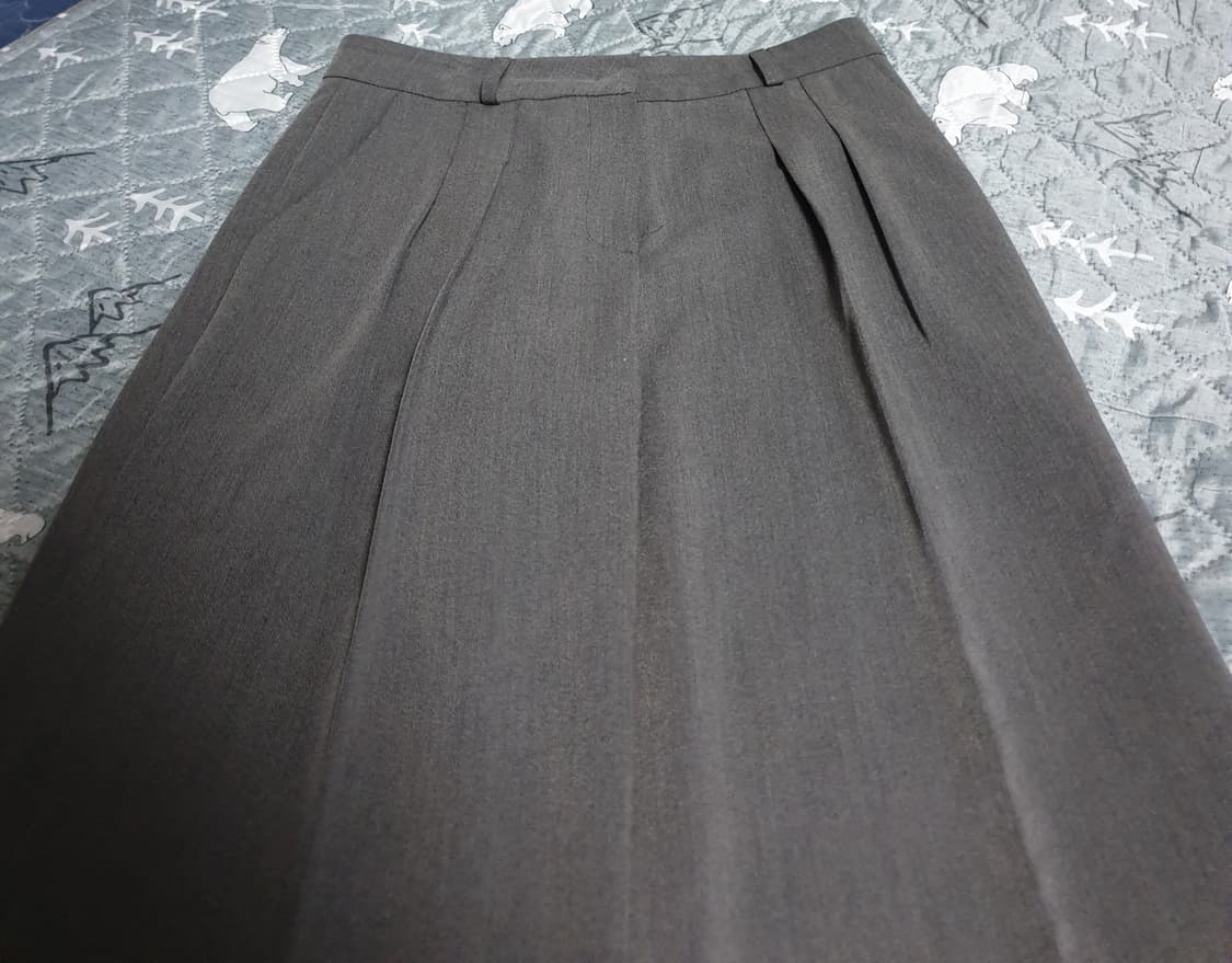 매니망고플리즈 밑단턴업 핀턱 와이드 슬랙스 VER.2 그레이 (L) 상품이미지2