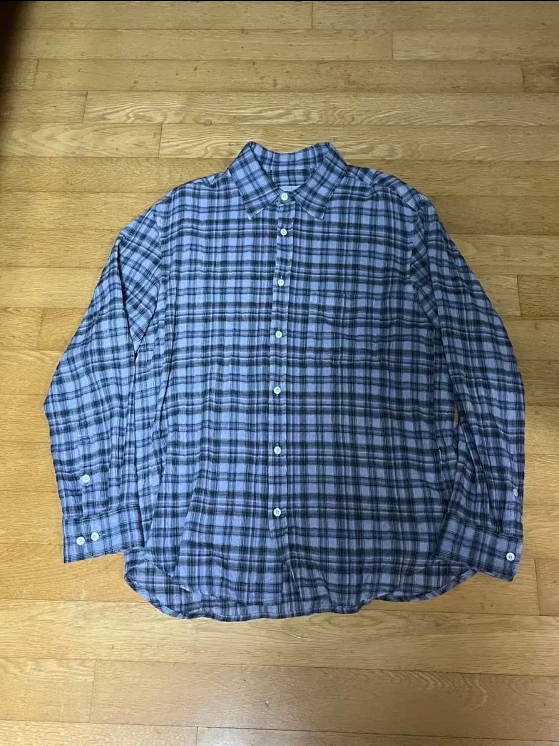 [1] 이얼즈어고 오버다이드 라벤더 체크 포이카 셔츠 상품이미지2