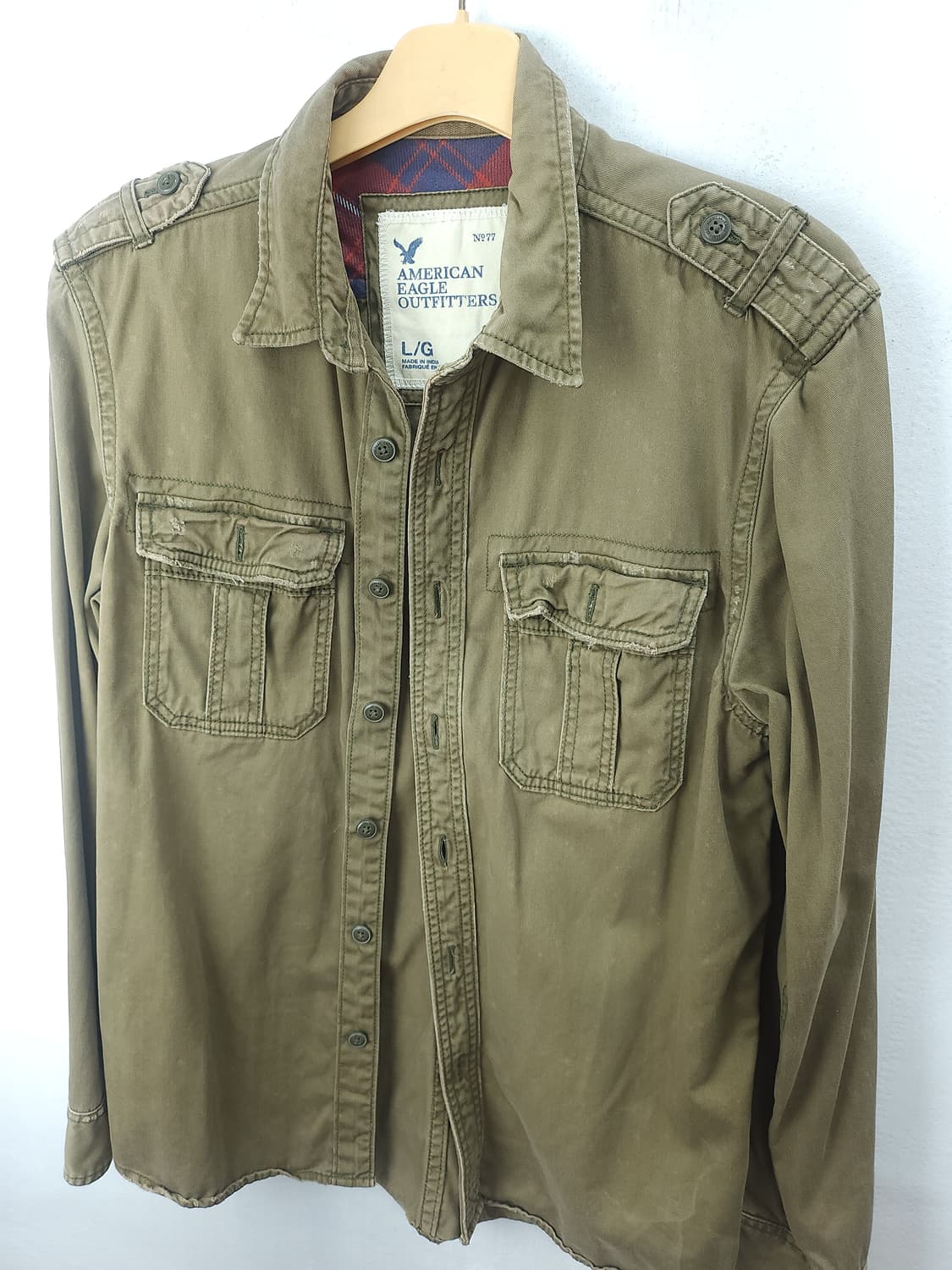 American Eagle 빈티지 카키 셔츠 100 L 상품이미지5
