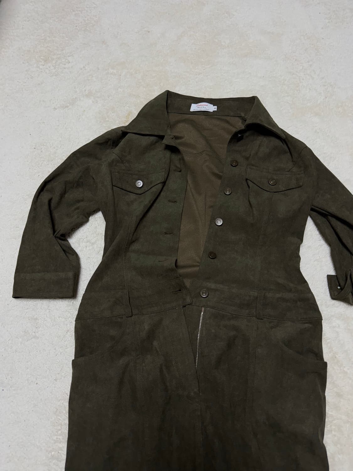 루루서울 스웨이드 점프수트 카키 스몰 숏 상품이미지5