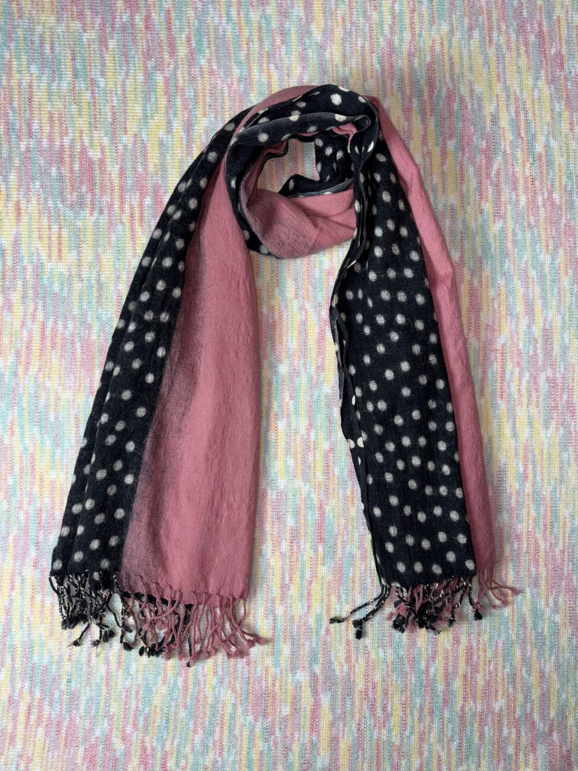 핑크 도트 포인트 울 머플러 상품이미지5