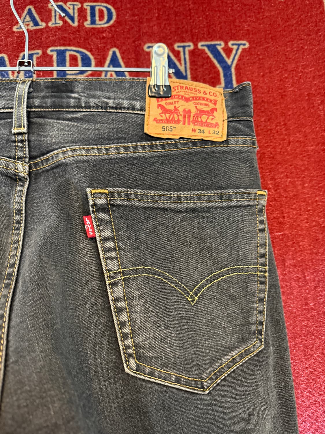 리바이스 505 흑청 34/32 옐로우스티치 상품이미지1