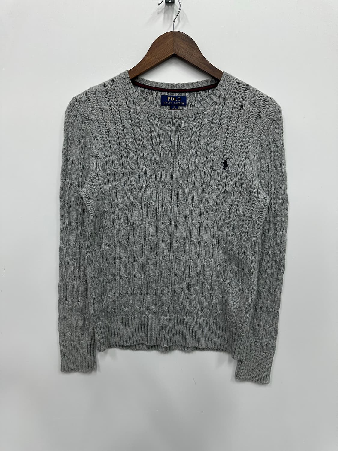 폴로 그레이 꽈배기 니트  상품이미지1