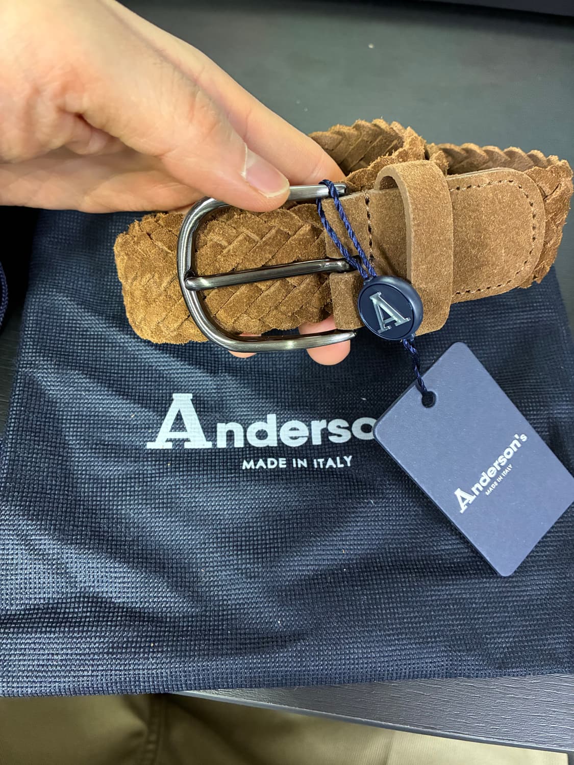 (새상품) Anderson's 앤더슨즈 레더 위빙 벨트 상품이미지1