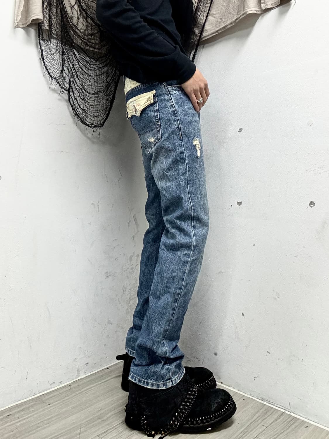 [Jungle Storm] Oriental Print Denim Loos 상품이미지2