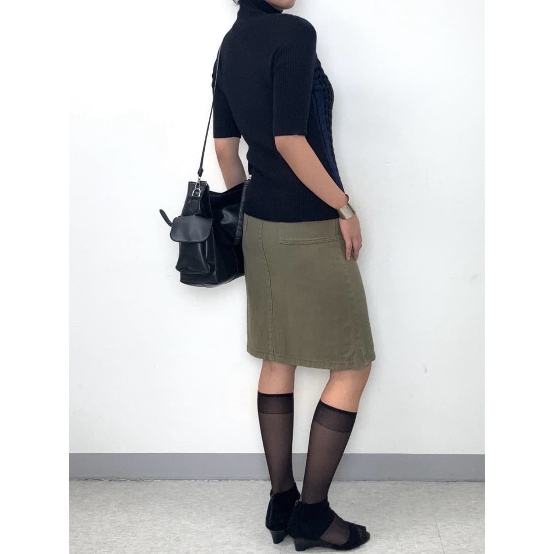 빈티지 카키 미디 스커트 상품이미지3