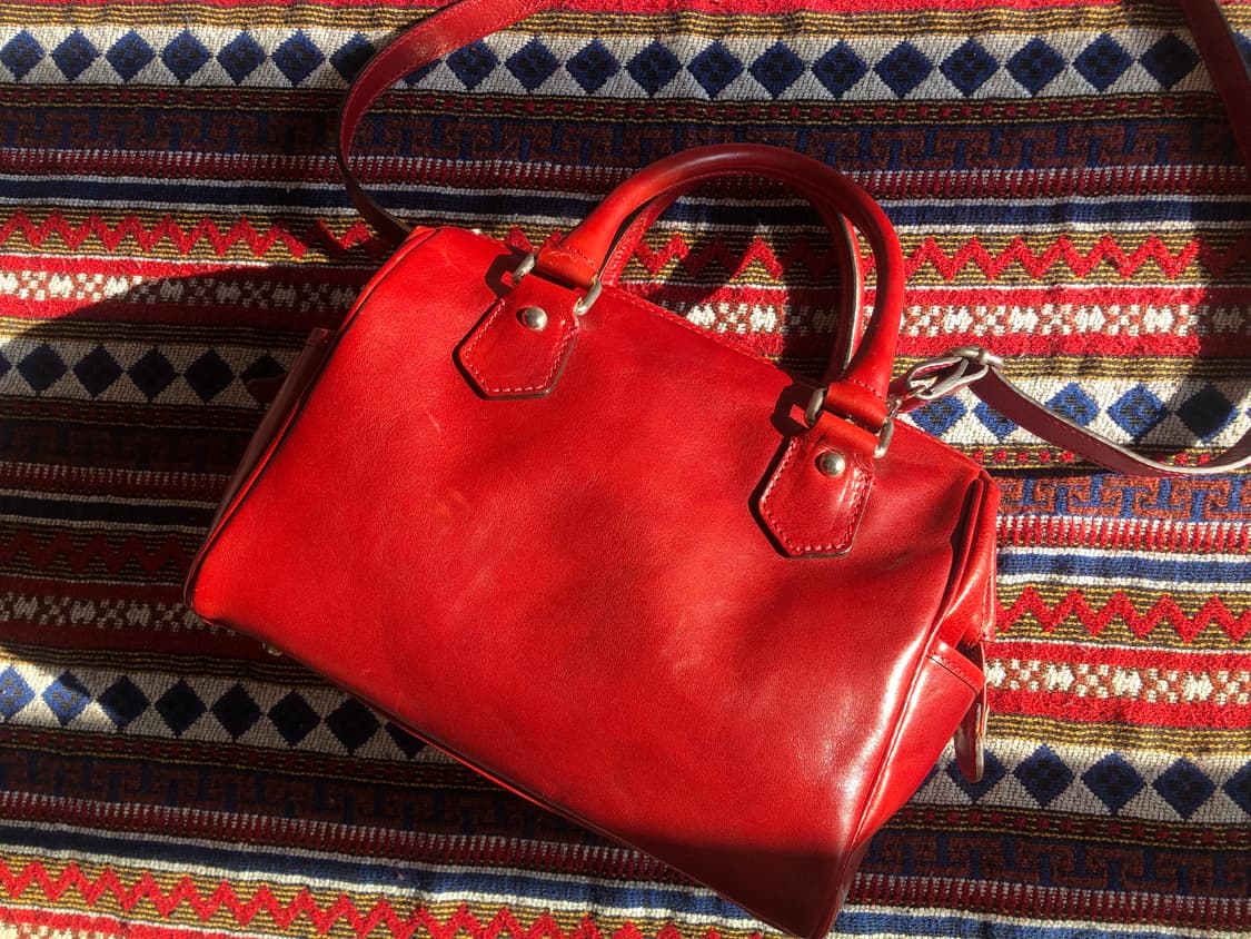 빈티지 이탈리아 레드 미니 보스턴백 상품이미지1