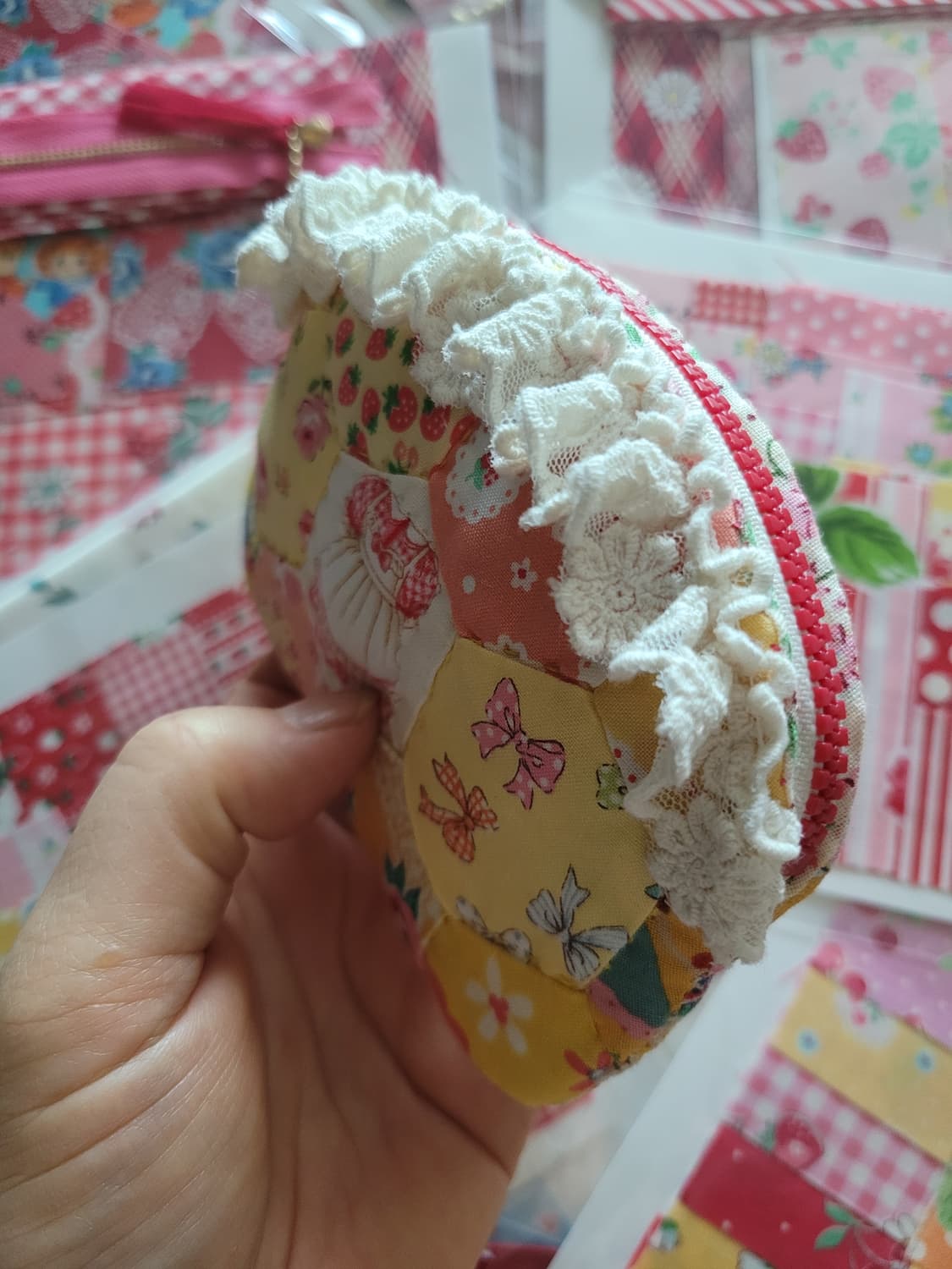 노랑노랑레이스퀼트카드지갑/핸드메이드/동전지갑/아이팟파우치 상품이미지2