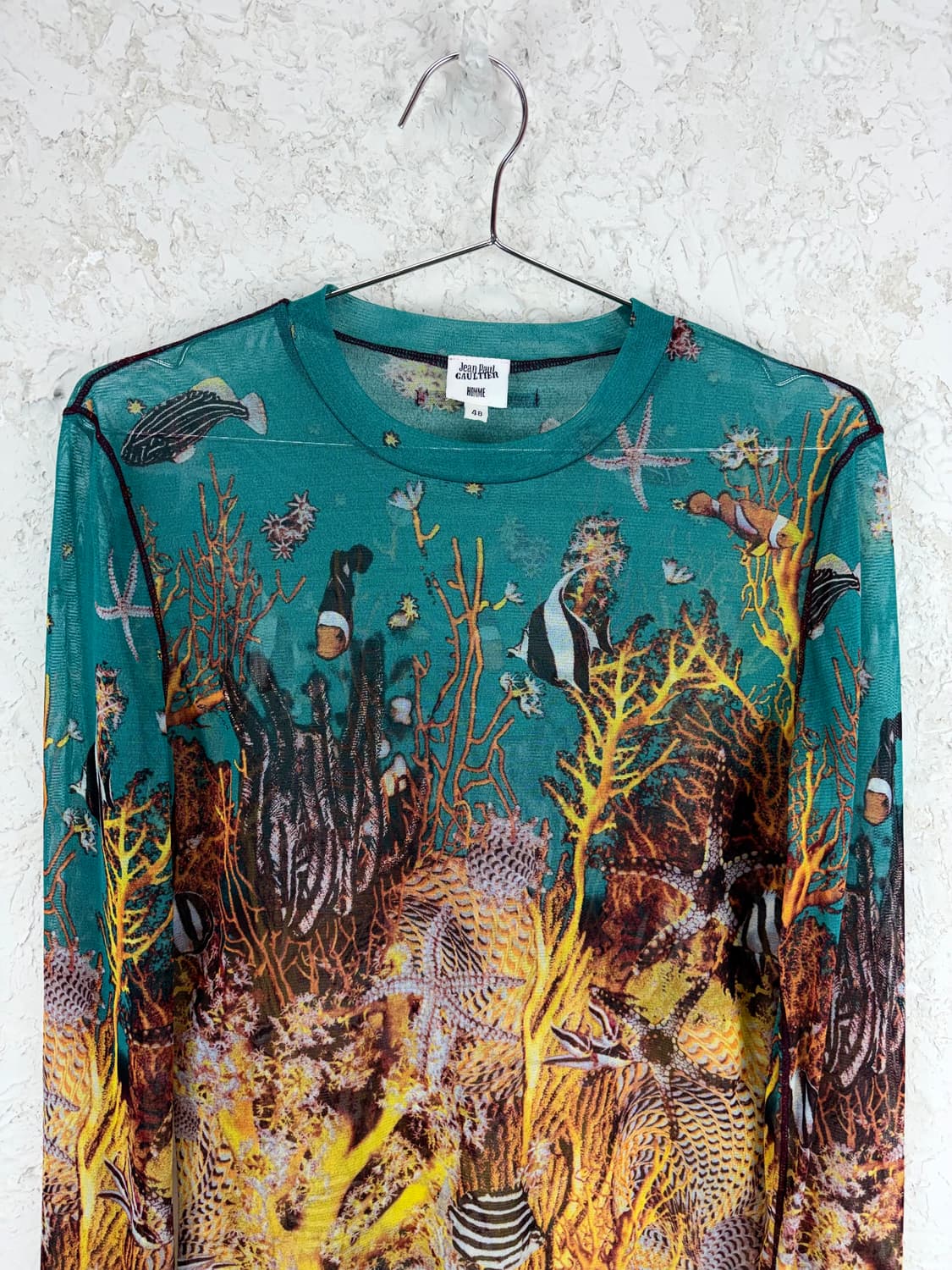 장 폴 고티에 (1990s) 언더워터 풀 프린팅 씨스루 메쉬 탑 상품이미지3
