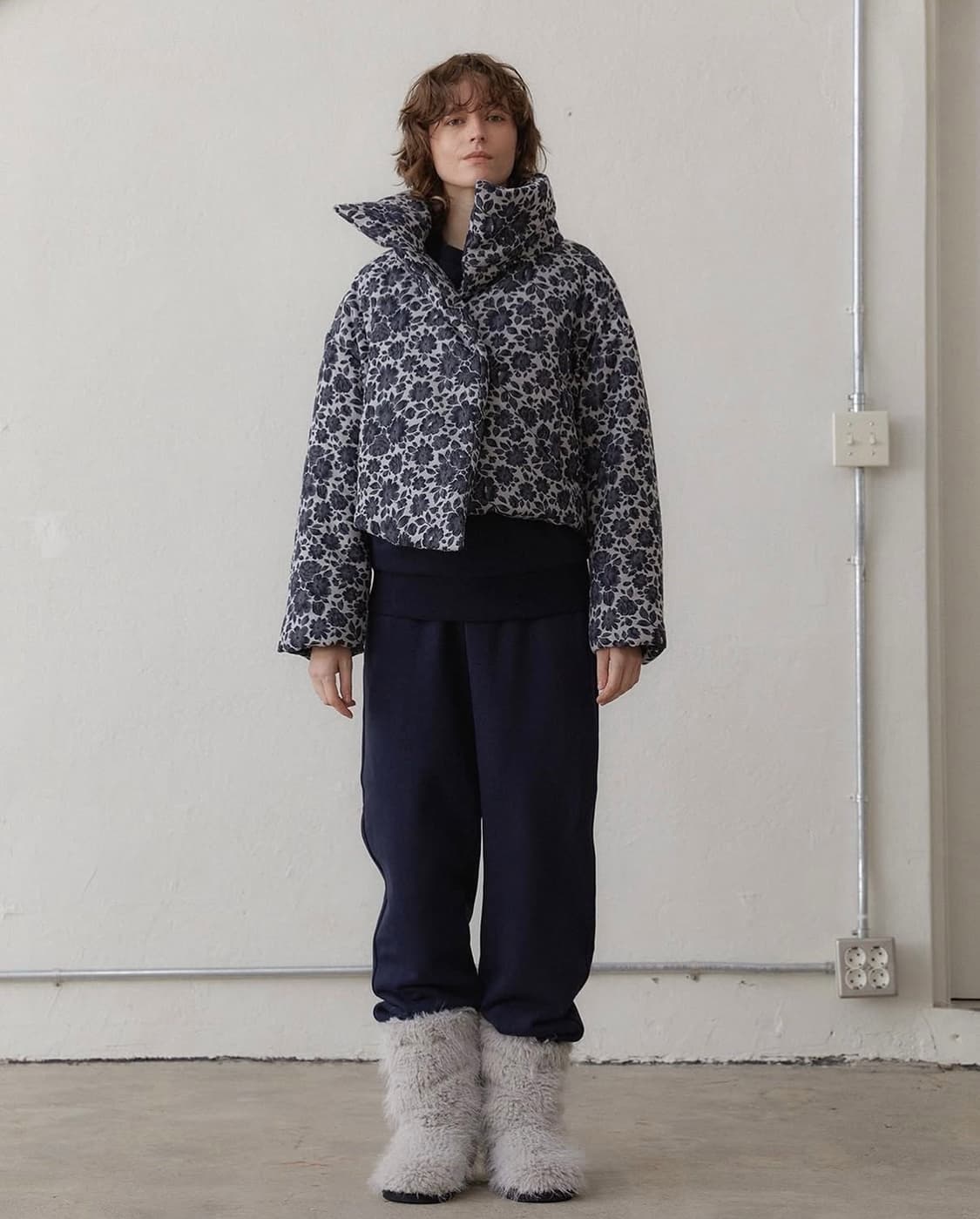 에핑글러 패딩 자카드 플라워 상품이미지1