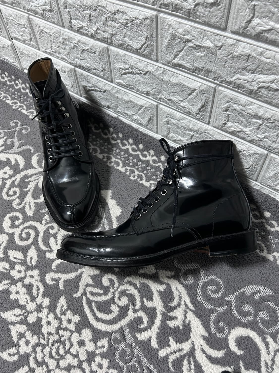 페이던트 레더 레이스업 부츠 상품이미지1