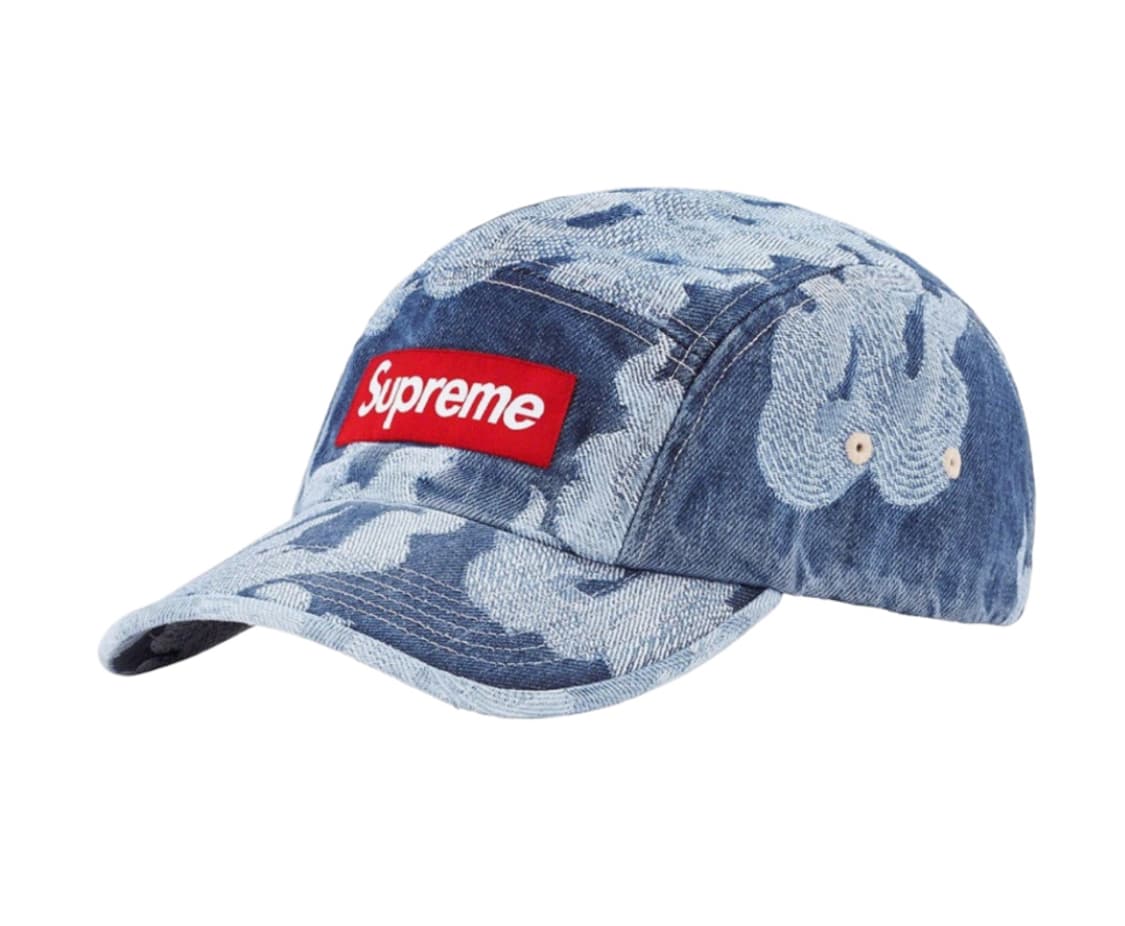 슈프림 플레임 자카드 데님 캠프캡 워시드 인디고 캡 상품이미지1
