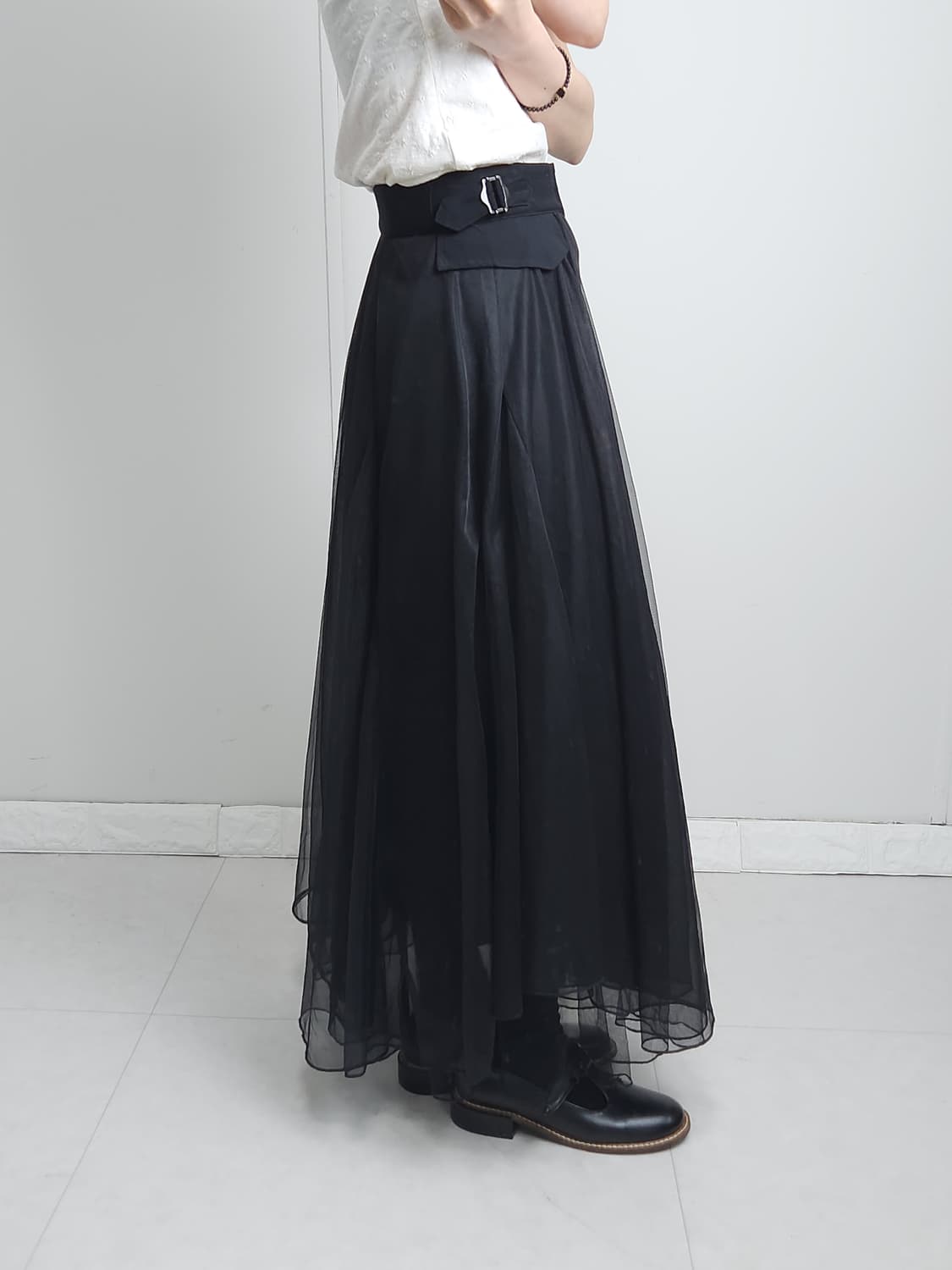 버클 샤 롱 스커트 상품이미지4