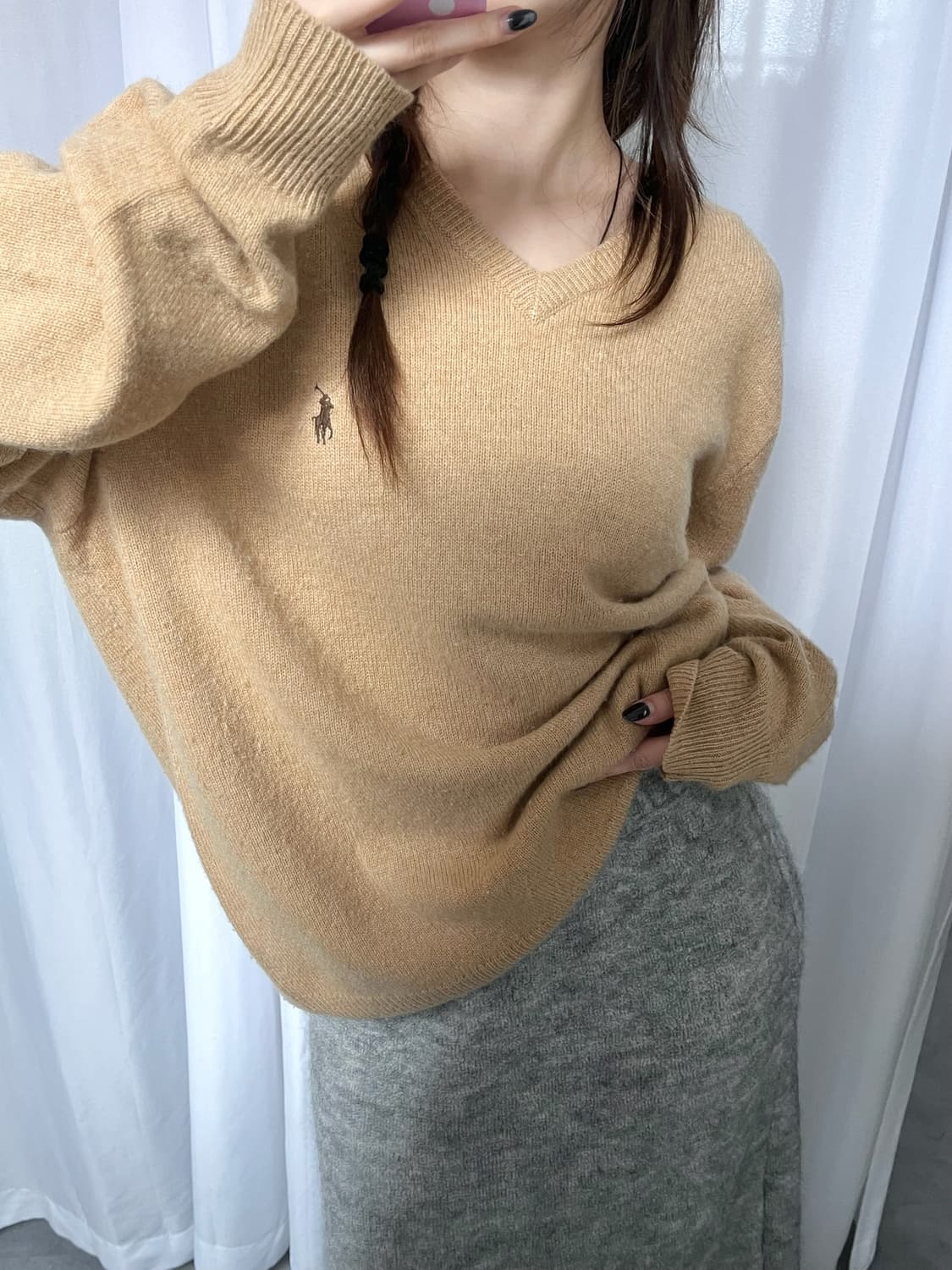 Polo 폴로 랄프로렌 램스울 베이지컬러 브이넥 니트 상품이미지5